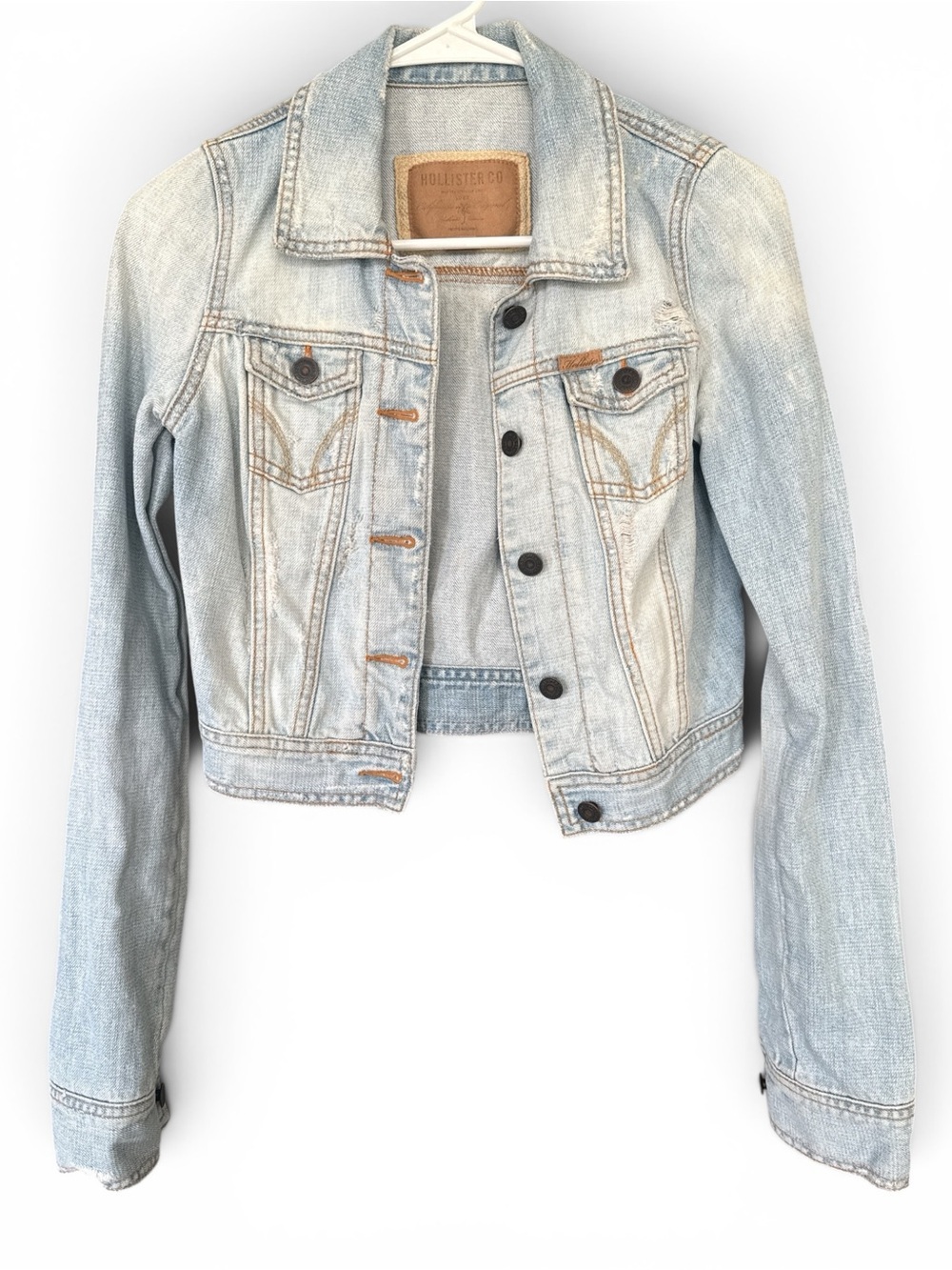 Hollister Faded Light Blue Cropped Denim Jacket